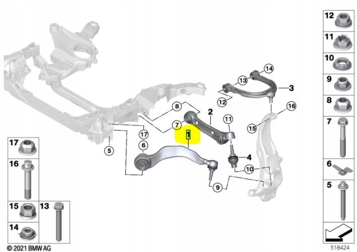 Wahacz Przód Lewy BMW G30 G31 6861161 - galeria