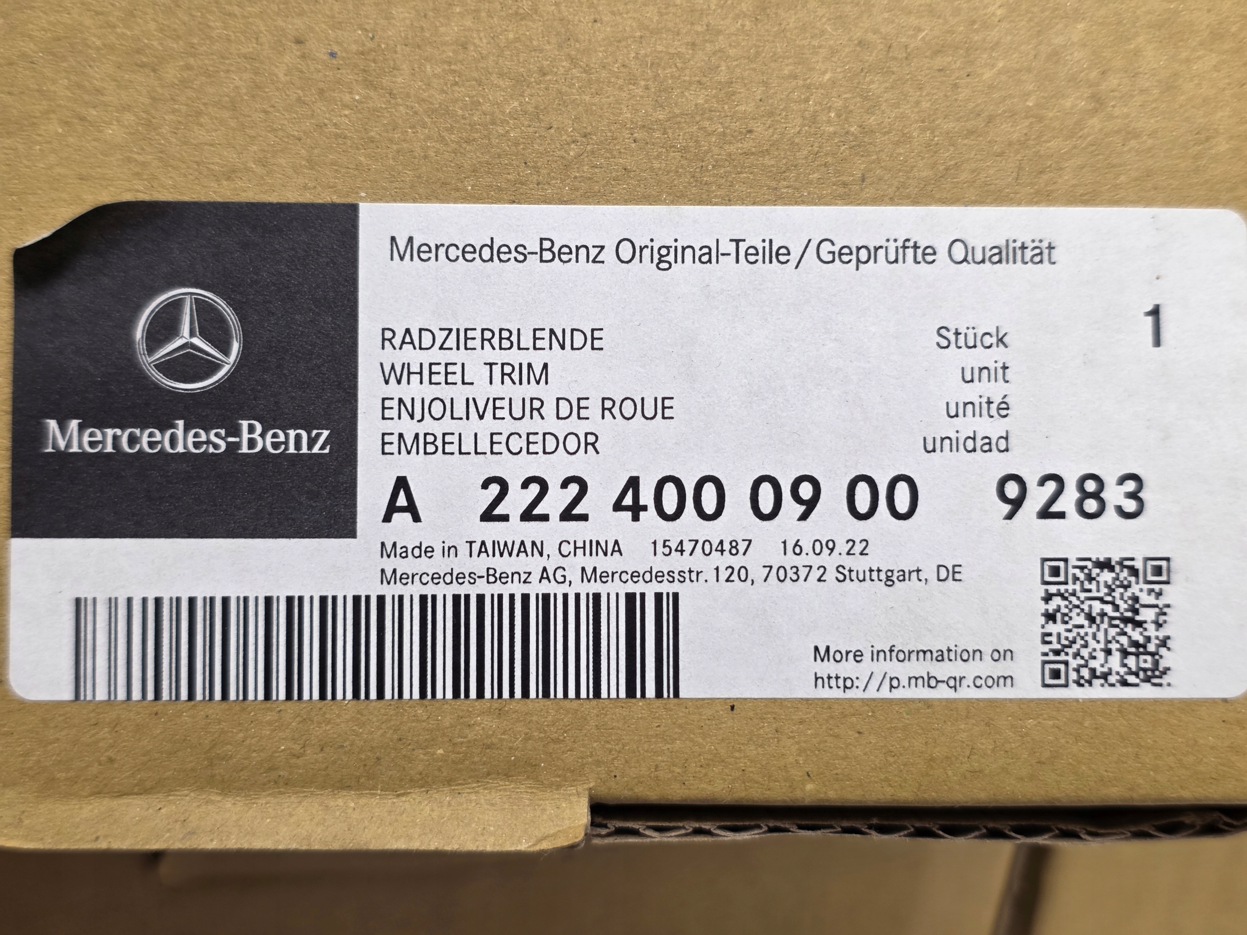 Dekielki Dekielek Nakładka Ozdobna Piasty Mercedes W222 W223 A0004001900 - galeria