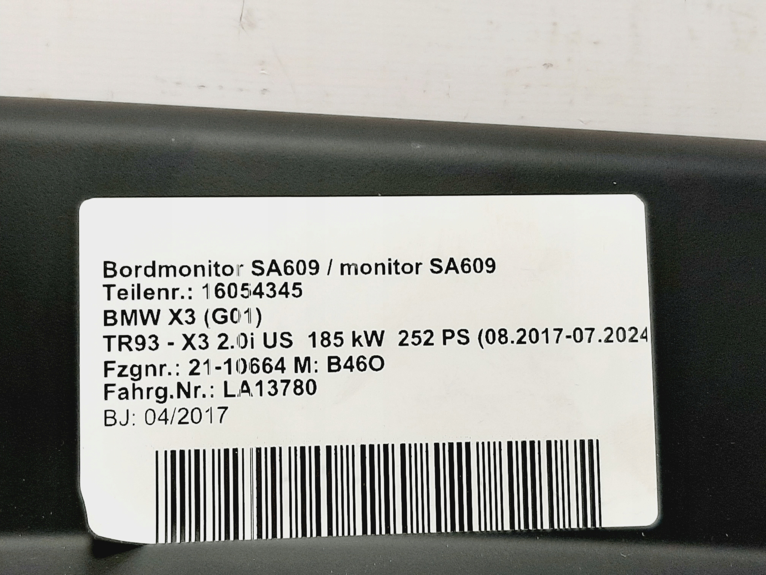 Wyświetlacz Monitor centralny 10.25" BMW X3 G01 X4 G02 - galeria